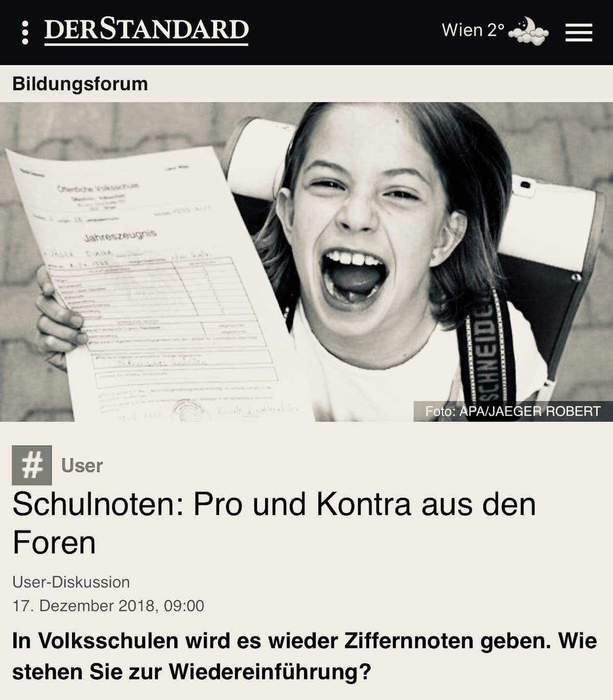 SCHULNOTEN: (K)EIN THEMA FÜR ALLE